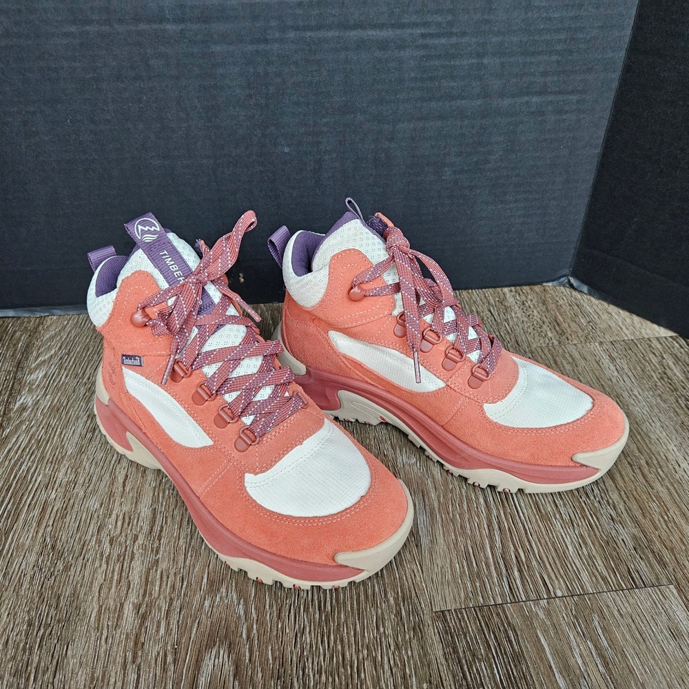 Timberland Mt. Maddsen Peak Mid Waterproof Hiking Boot Coral Peach Women's 8.5